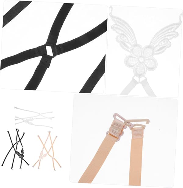 6pcs Adjustable Non-slip Strap Clips Elegant Crisscross Back Design Shoulder Strap Replacement Decorative Elastic Underwear