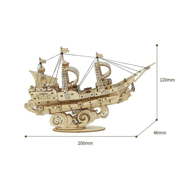 Nye 4 typer DIY Retro Seilbåt 3D trepuslespill Sett sammen båtleker Gaver til barn Tenåringer Voksne TgTG305 Seilskip