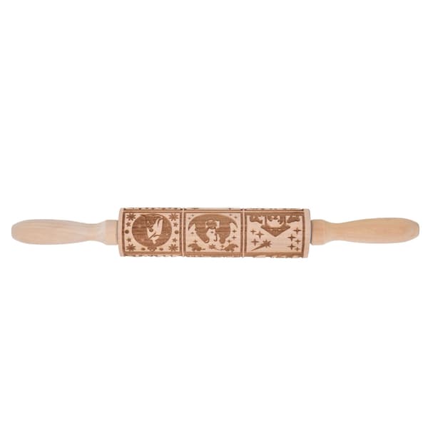 35 cm Embossed Rolling Pin 9 Patterns 3D Printed Rolling Pin DIY Dough Roller for Kitchen Baking