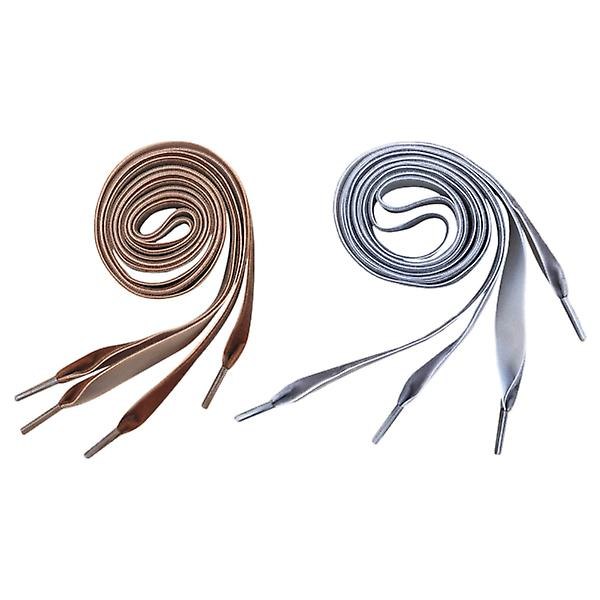 2 paria 1,6 cm leveitä kengännauhoja, leveät litteät kengännauhat, kenkien tarvikkeet (ruskea 120 cm + harmaa 1