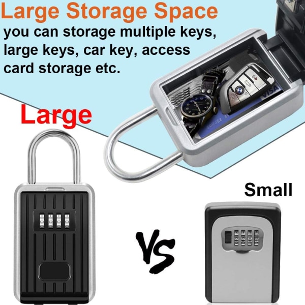Secure Key Box Seinään kiinnitettävä avainkotelo 4-numeroisella digitaalisella koodilla, Extra Large Lock Box Outdoor avainkotelo kahvalla, XL-muoto