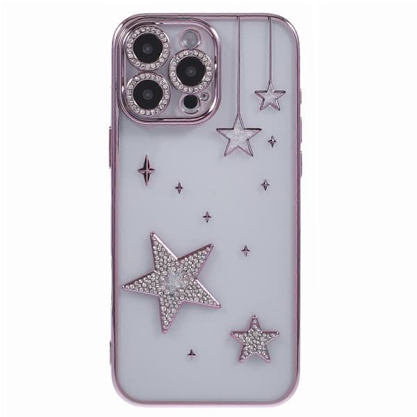 Cover til iPhone 16 Pro Max 3D Bling Stjerner Elektroplettering TPU Transparent Mobilcover