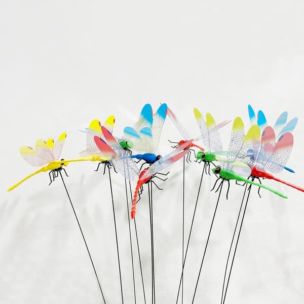 28 stk 3D Libelle Hagedekorasjon Libeller Hagepynt for Uteplassdekorasjon Libellestaker med Staker