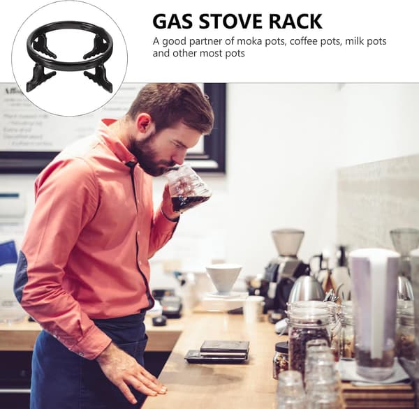 Gas Stove Rack Coffee Pot Rack Iron Smooth Surface Stable Placement Black for Home Use