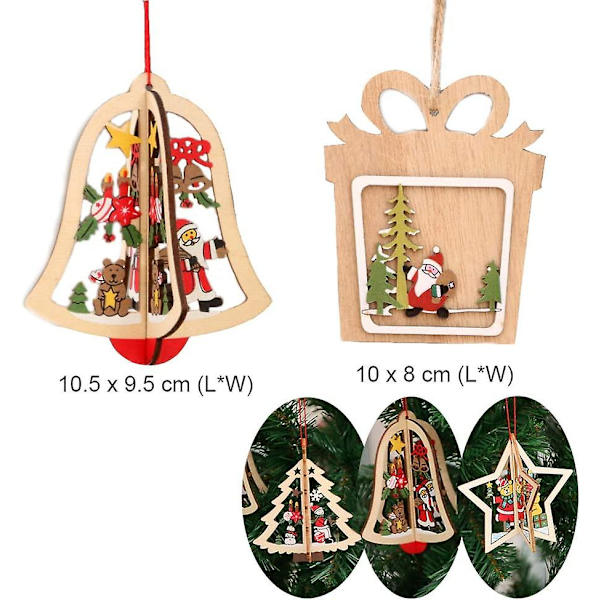 Træjulepynt 9 stk. Træjuletræspynt Træjuletræspynt Juletræspynt Julepynt H