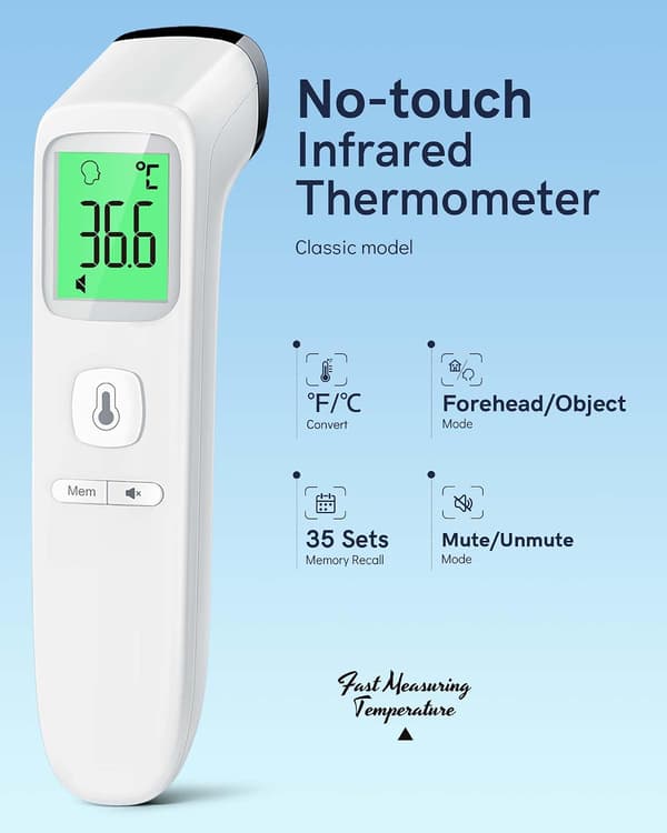 Berøringsfrit pandetermometer til voksne, infrarøde digitale termometre til børn, berøringsfrit babytermometer, nøjagtig aflæsning