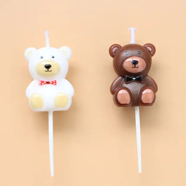 Liten Björnkandla, Cupcakes Toppers för en Flickas eller Pojkes Födelsedagsfest! Set med 10, Vit + Brun 5 stycken