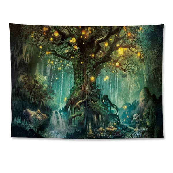 Tree of Life Wall Hanging, Psychedelic Tapestry Waterfall Under a