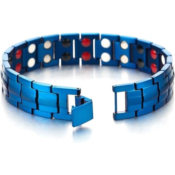 Raffineret stil - Magnetisk titanarmbånd til mænd - Element med Germanium-magneter - Værktøj til fjernelse af link inkluderet, blå