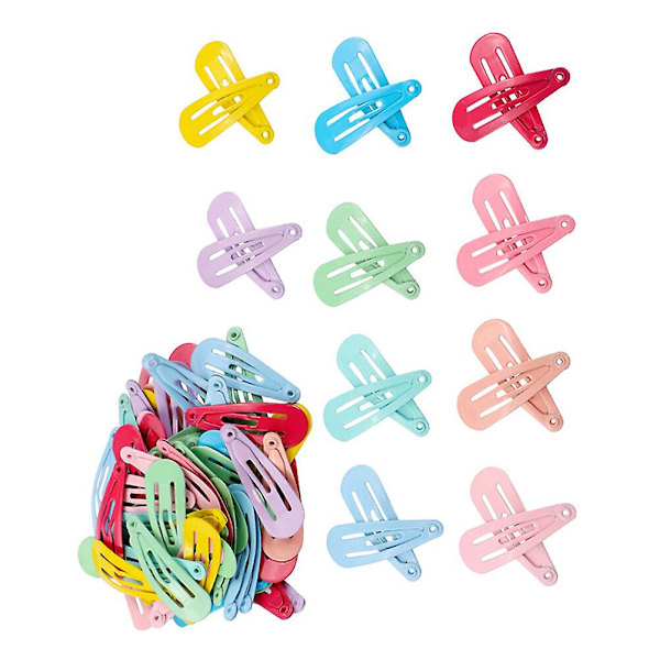 50 stk Barne hårklipp Metall Snap Hårklipp Godteri Farge Barrettes Jenter Hårnåler Assortert Farge 3x1cm