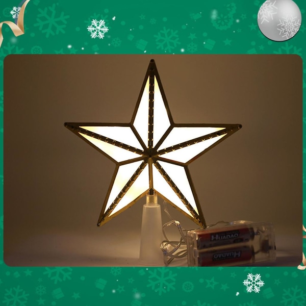 Christmas Tree Toppers 3D Plast Stjerner med LED-lys USB-batteridrevet Farmhouse Tree Top Lights Julefestpynt til hjemmet