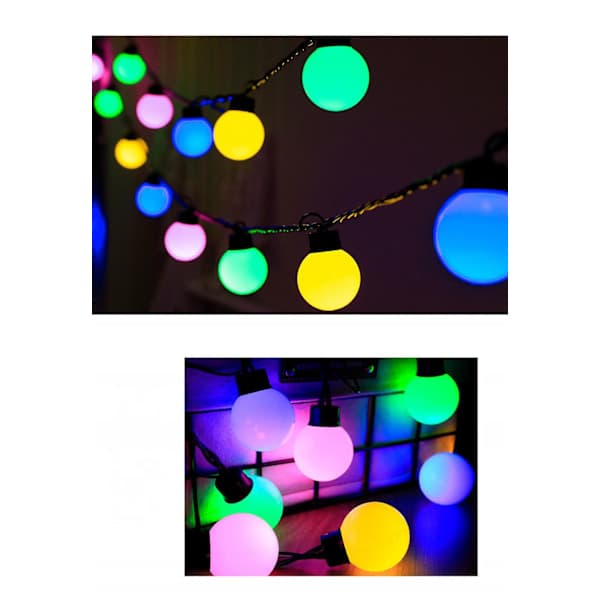 String lights with 20 LED globes, 5 m, waterproof, 8 modes, for indoor and outdoor use, for parties