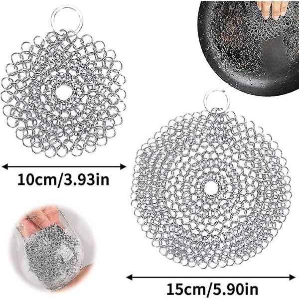 Runde støbejernsrensere, rustfrit stål støbejernsrensere (2 stk.)