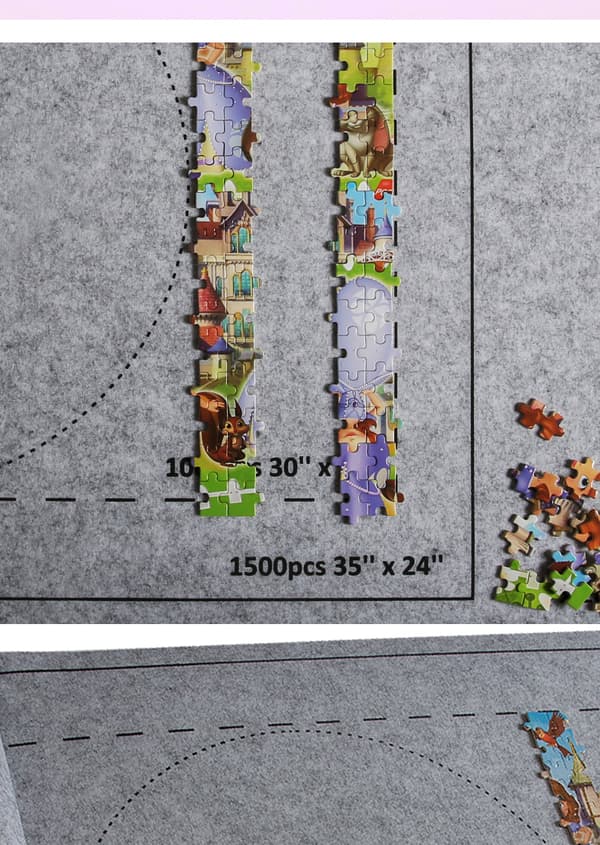 Puslespilsmåtte, rulbar med vejledende linjer til 2000 brikkers puslespil. Rul dit