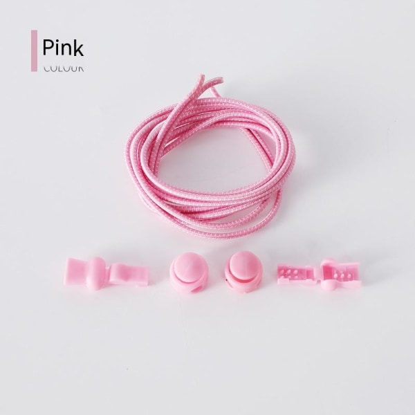 Lämpliga för vuxna och barn med runda reflekterande elastiska obundna skosnören, rosa