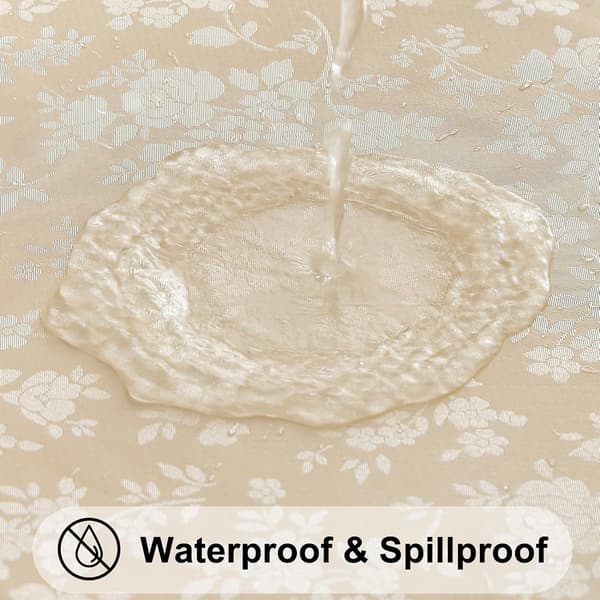 Waterproof Vinyl Tablecloth, Rectangular Heavy Duty Tablecloth, Wipeable Tablecloth for Kitchen and Dining Room (Beige, 52\" X 70\")