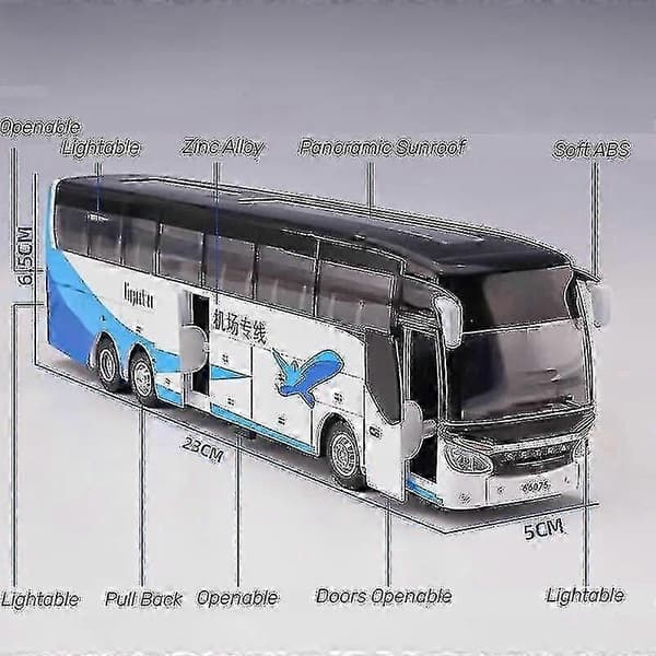 1/50 Setra Luksusbus Legetøjsbil Trykstøbt Miniaturmodel Træk Tilbage Lyd & Lys Pædagogisk Samling Gave Til Dreng Børn