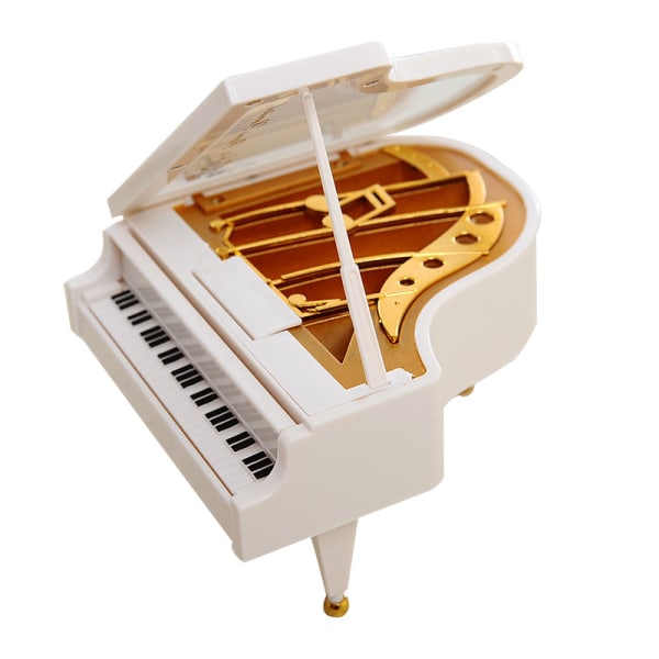 Hvid klavermusikæske Mini klaverbordspynt gave musikæsker til jul, fødselsdag