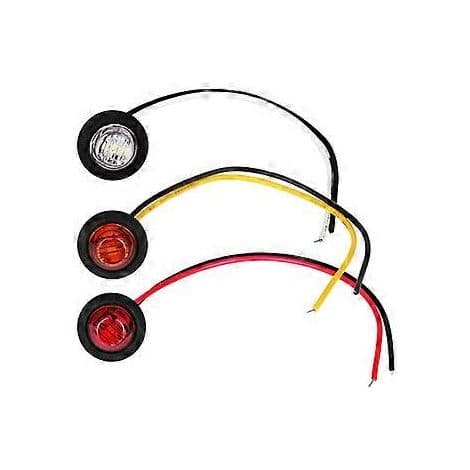 Förpackning med 10 röda 3/4 tums LED-sidomarkeringsljus för lastbilar och bussar.