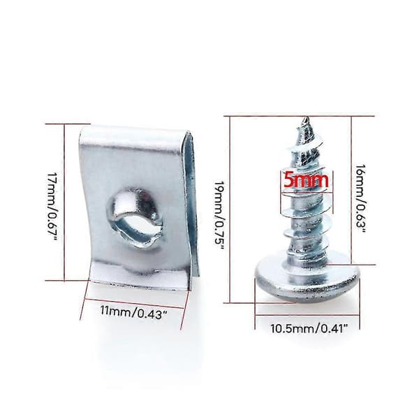 Car Mount Clip Plate Clamp Mount Rivets Clip Front Shield-grill Screw Bolt