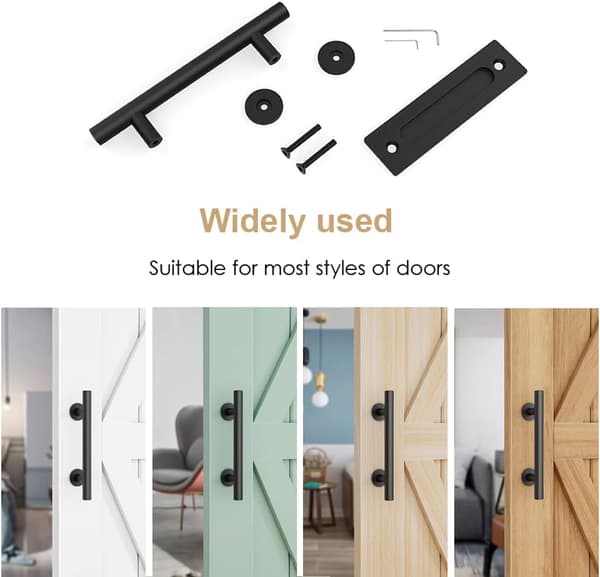 30CM Sliding Door Handle, Black With Sliding Door Handle, Large Rustic Size, Suitable For Gates, Garages, Cabinets 1 Pc