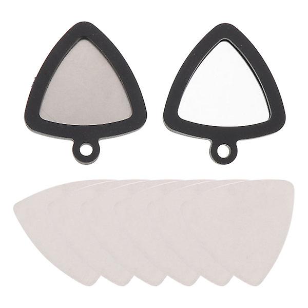 1 Set Silikon Gitarrplockhållare Rostfritt Stål Gitarrplock Halsband Gitarrplockhållare Svart 3.4x4x0.7cm