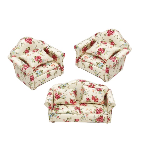 1 Set Mini Soffa Dekoration Mini Dockhus Möbel Miniatyr Vardagsrum Soffa Ornament (Rosmönster M