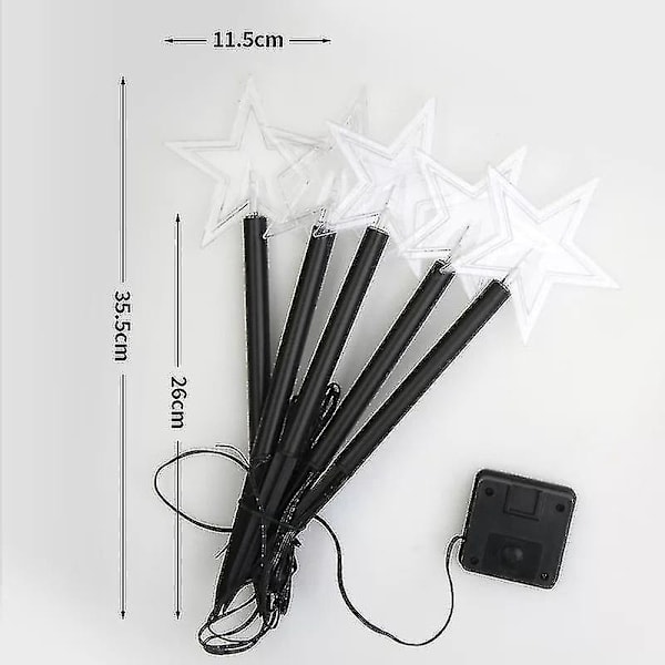 Ljusroliga julstjärneträdgårdsstake-lampor med batteri för utomhusbruk med timer 35,5 cm 1 set vit
