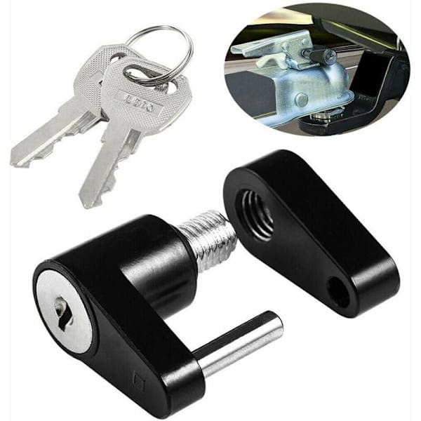 Caravan Security Lock for Secure and Durable Anti-Theft, Unisex Metal Locksmith Tool, Trailer Lock, Black