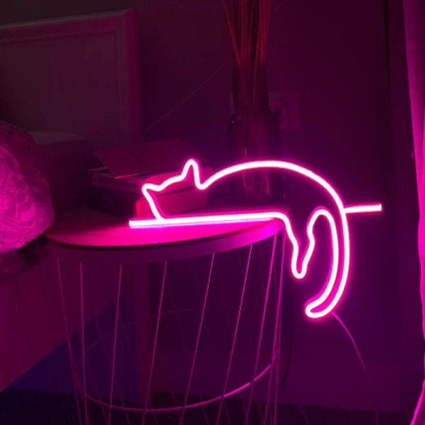 Kat Neon Skilte til Vægskilt USB-drevet Neonlys Kat LED Lys Borddekoration til Bar, Jul, Bryllup, Fødselsdagsfest, Katteelskende