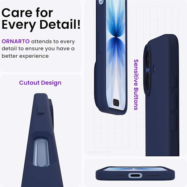 Compatible with iPhone 17 6.3-inch Protective Case, Slim Liquid Silicone 5-Layer Full Coverage Soft Rubber. Navy blue Navy blue