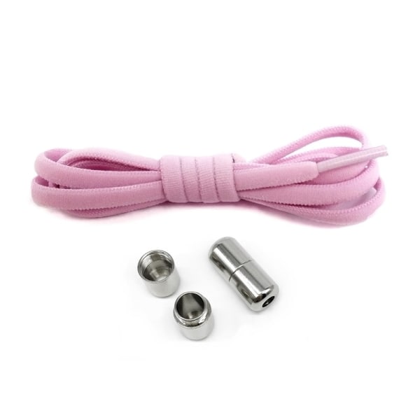 Spetslösa elastiska skosnören - one size - rosa par Pink