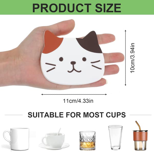 Cute Cat Coasters Cup Holders Small Silicone Coasters Suitable for Coffee Tables