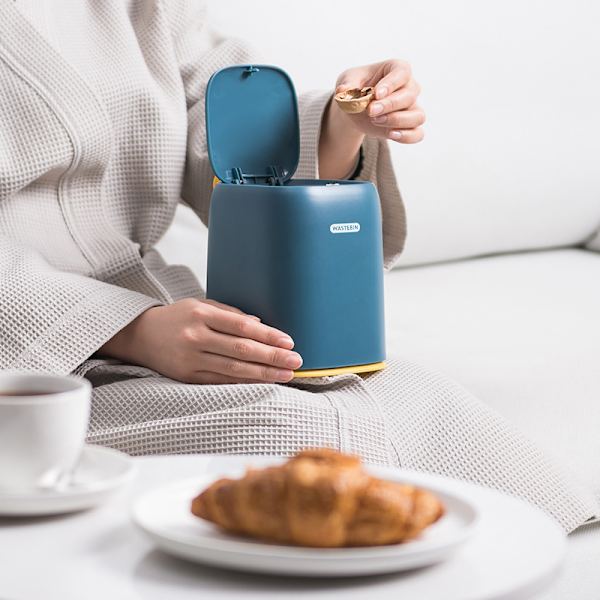 Mini Soptunna för Bänkskivan, Avfallskorg med Trycklock, Avfallskorg Dispensare, Minibehållare för Kaffebord, B