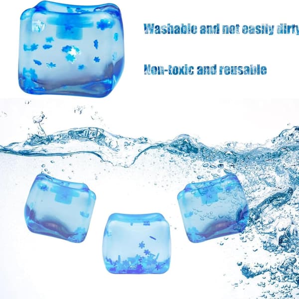 Squeezable Anti-Stress Cube — Sensory Toy with Ice Cube and Snowflake Design, Giant Squishy, Soft \"Gummy\" Texture, Effective Stress Reliever