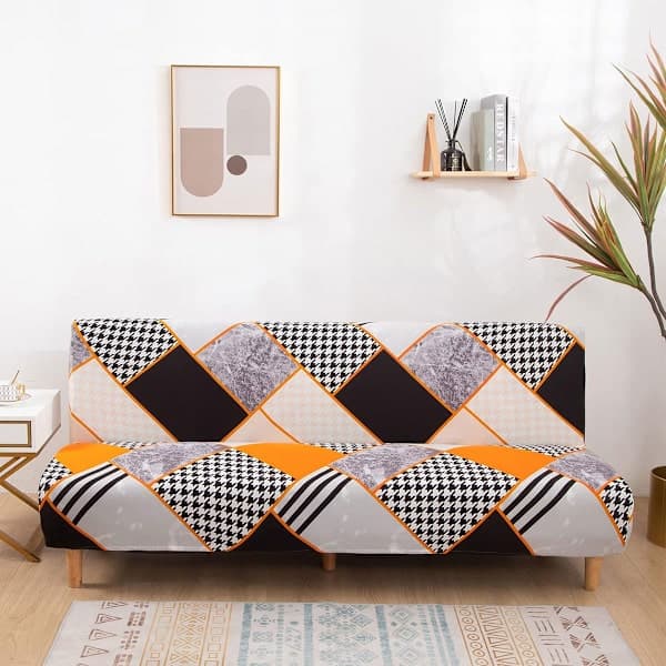 1 armless sofa cover - Hermes Orange - Sofa bed King Size 190-210