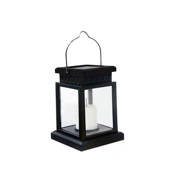 Vintage Stil Solcellsdriven Lykta Solträdgårdslampa med Levande Eld, Dekorativa Lyktor (Set om 1)