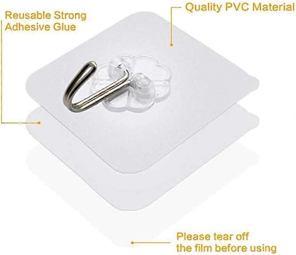 Self-adhesive hooks heavy duty non-slip traceless sticky hooks for kitchen bathroom clothes office ceiling hanger -10-pack