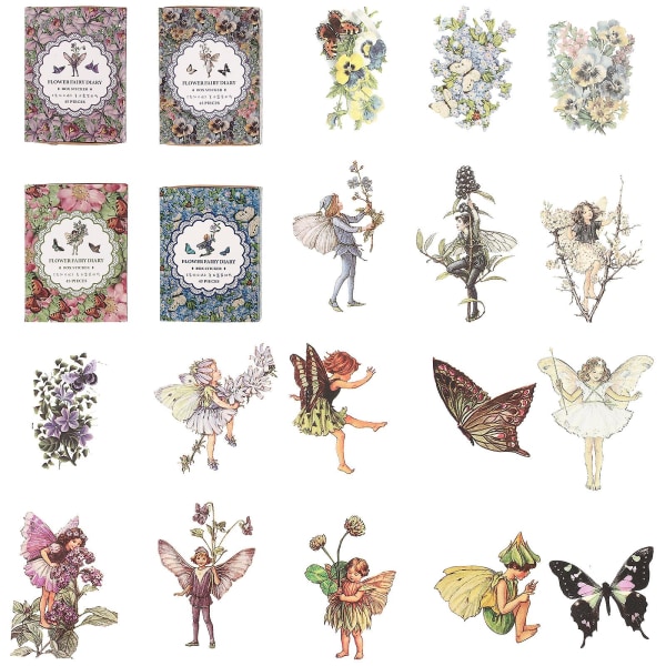 4 lådor Scrapbook Tillbehör Pretty Dagbok Planner Utsmyckningar Floral Fairy Stickers (blandad stil)0,01X6X6CM 0.01X6X6CM