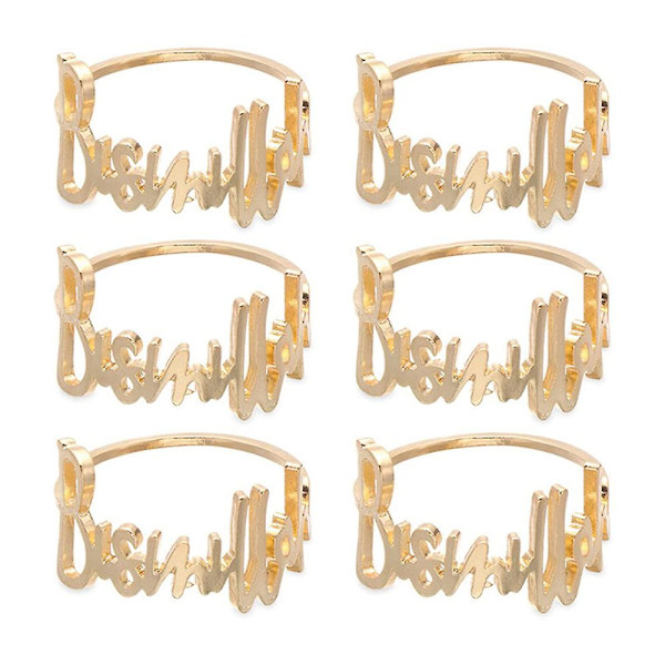 6 stk. Servietringe Bogstav Metal Servietring Sæt Alphabet Serviet Spænder Holder Bord Dekoration Til Bryllup, Fest, Jul, Thanksgivingguld gold