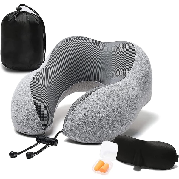 Travel Pillow, Jr Intl 100 % Pure Memory Foam kaulatyyny, mukava ja hengittävä cover – konepestävä, lentokoneen matkapakkaus, jossa 3d-unimaski, E