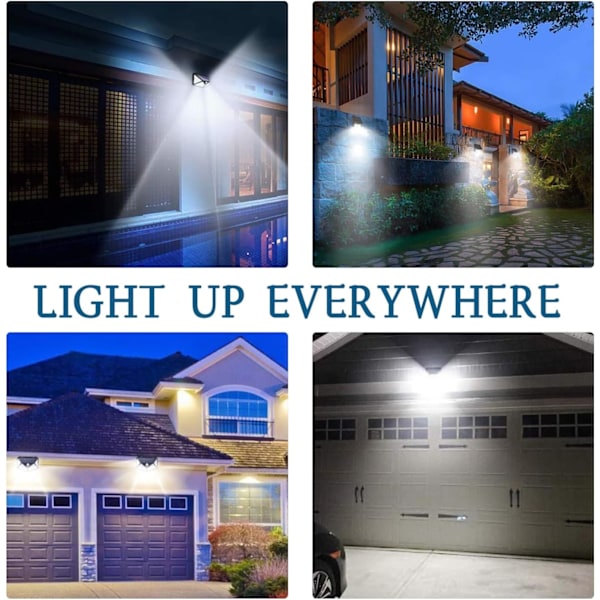 Solcellsdrivna Utomhuslampor 3 Lägen/100LED Solcellsbelysning Rörelsesensorlampor Trådlös Trädgård, Garage, Däck