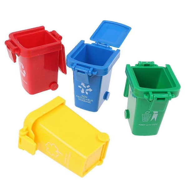 4 pcs/set Mini Trash Can Dustbin Peony Parrot Intelligence Training Toys Pet Supplies