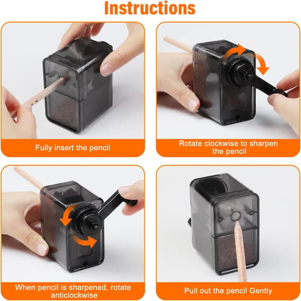 Pencil Sharpener, Manual Pencil Sharpener with Stronger Spiral Blade for Fast Sharpening