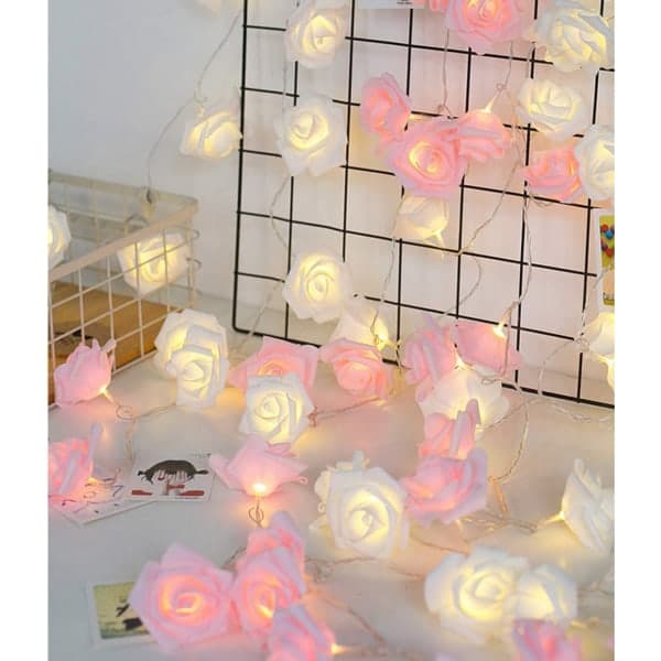 20 LED-lysslynger, rosa rose