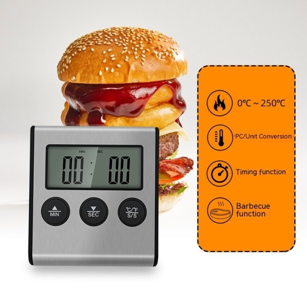 Elegant Digital Köktimer, Superstark Magnetisk Bak Sida i Rostfritt Stål, Hög Larm, Stor Display, Autominne, Automatisk Avstängning