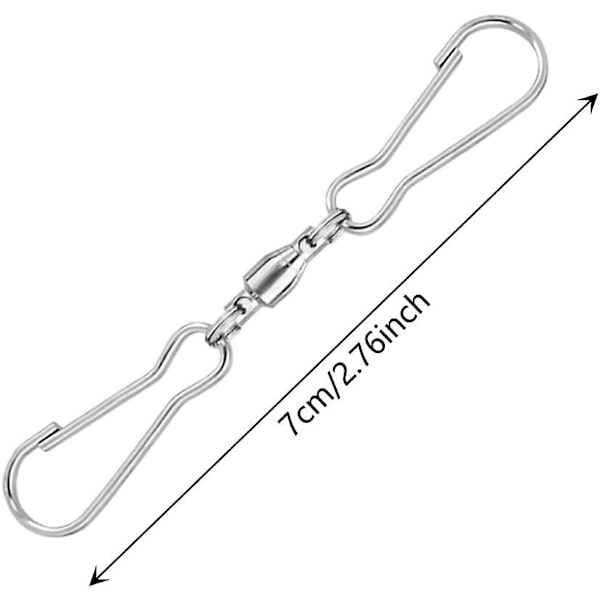 Dubbla Swivel-Hakeklippar i Rostfritt Stål 360° Rotationsbara Smidiga Snurrande Dubbla Swivel-Klippar för Att Hänga Vindspel Vindstrumpor Blomkrukor Växter Flaggor (10st)