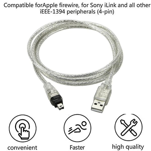USB-kabel hann til Firewire hunn til Mini 4-pin til Firewire-adapter