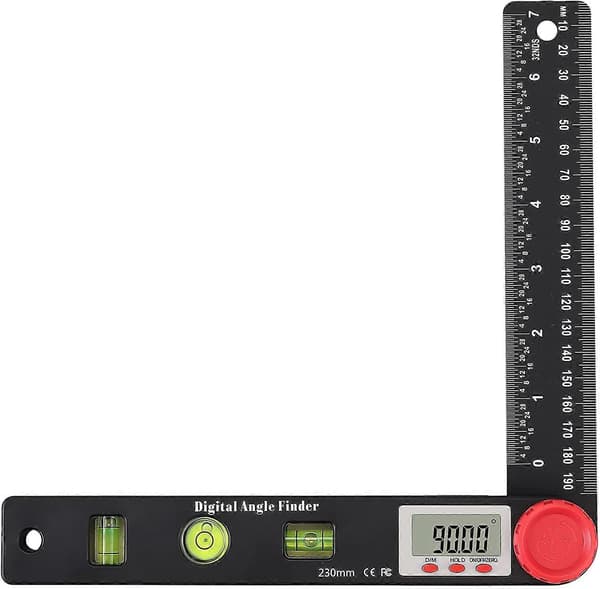 Digital Angle Gauge, 7 inch Spirit Level, Protractor, Angle Meter, Multifunctional Protractor, 3 Bubble Levels, H