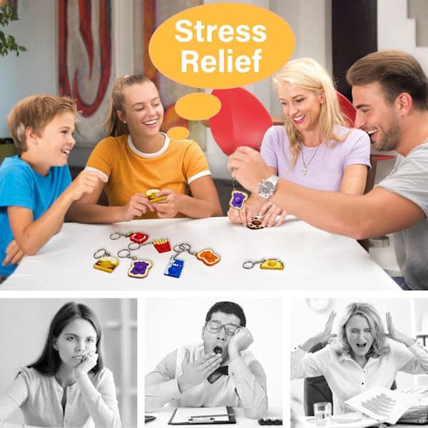 Topsheper 8-pak Figet Nøglering, Sensoriske Snacks Pop It Fidget Nøglering Spinner, Børnefestpose Strømpe Fyld Nøgleringe til Cr